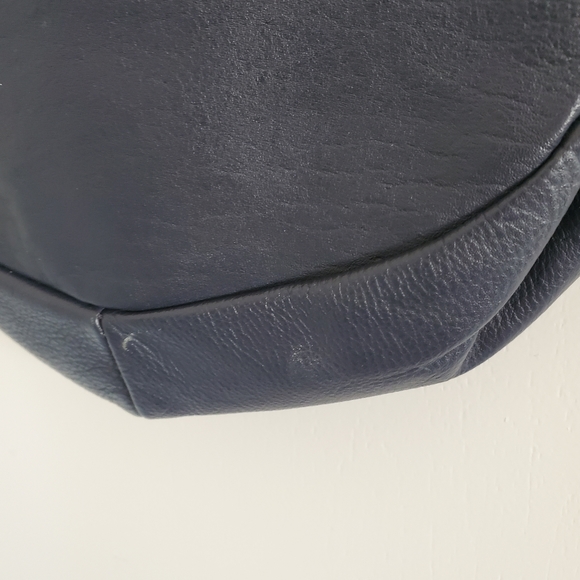 Vintage Tribeca Leather Crossbody Bag Blue Fold Over Snap Front - Picture 8 of 11